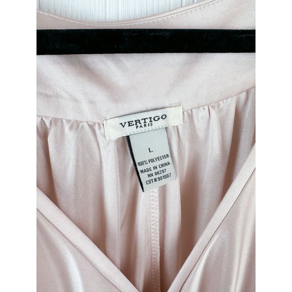 Vertigo paris blush Satin Blouse size Large‎ v-neck - Picture 2 of 5